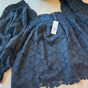 NWT Loeffler Randall black lace top